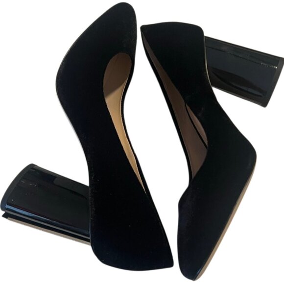 Kate Spade Sybil Black Velvet Rhinestone Block Heels Pumps Size 7 NIB - Picture 3 of 11